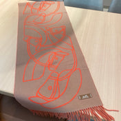 CASAQUE ENTRELACS EQUESTRES 190 CM SCARF IN ORANGE RED CASHMERE
