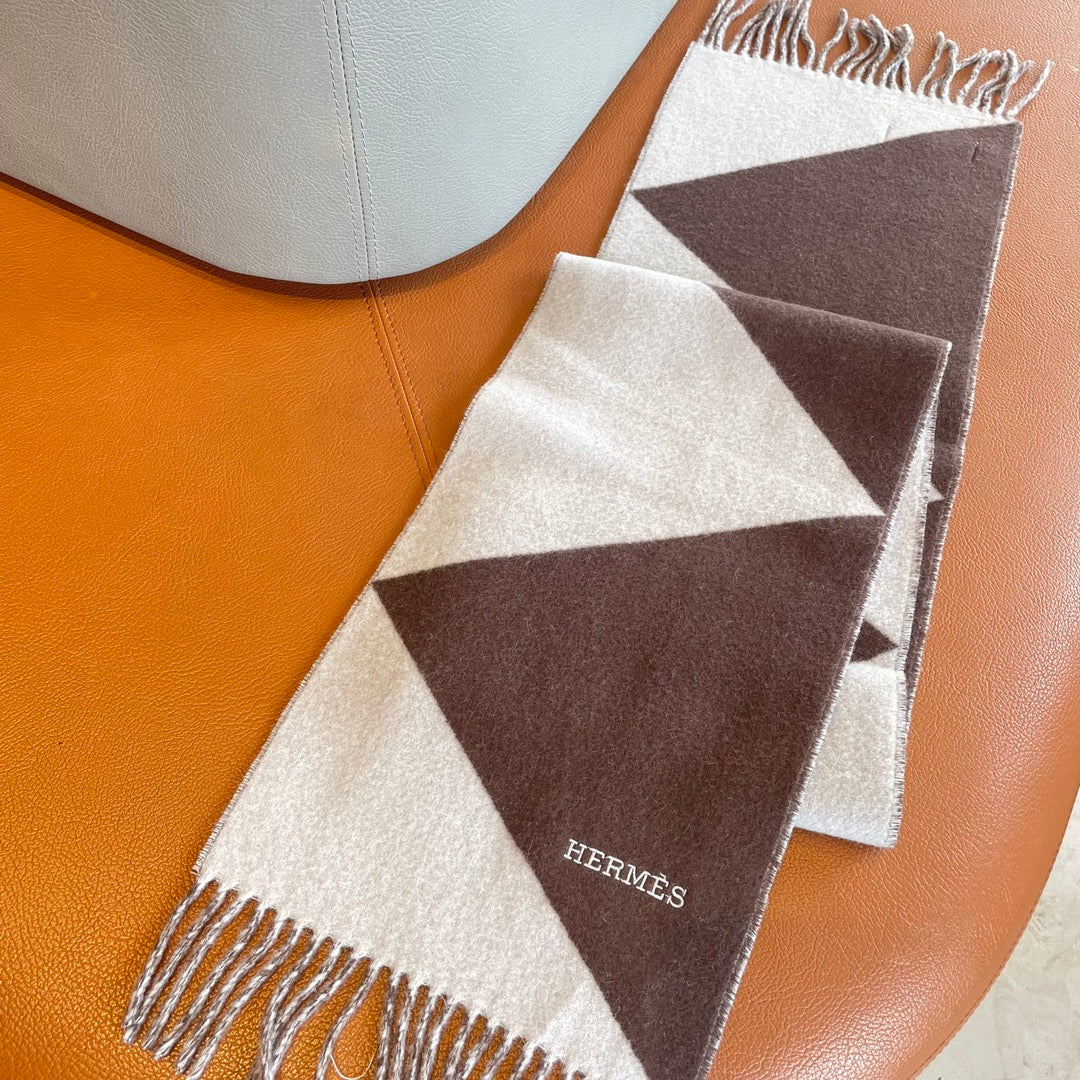SCARF 150 CM IN CHOCOLATE BROWN MIX WHITE CASHMERE
