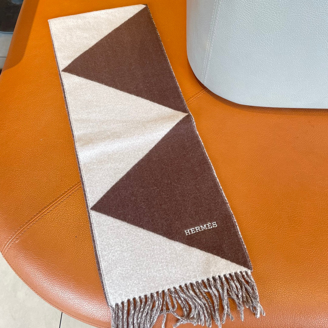 SCARF 150 CM IN CHOCOLATE BROWN MIX WHITE CASHMERE