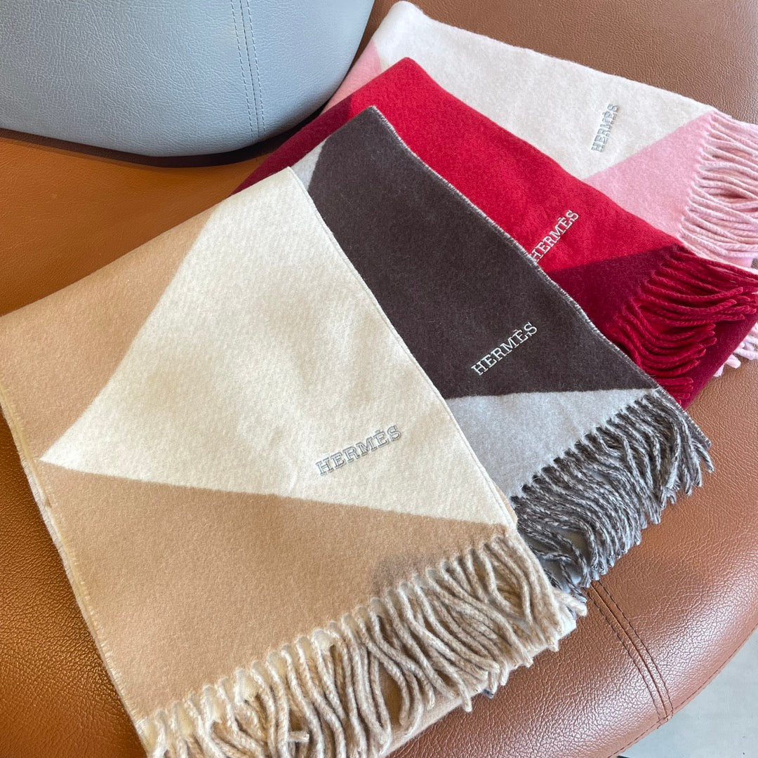 SCARF 150 CM IN CHOCOLATE BROWN MIX WHITE CASHMERE