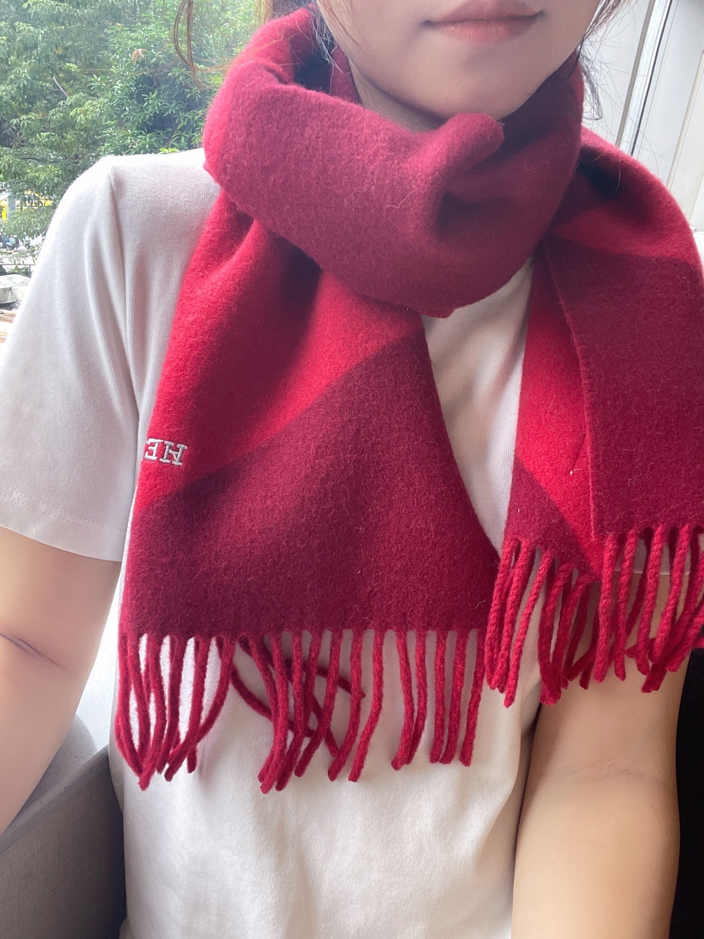 SCARF 150 CM IN CRIMSON RED CASHMERE