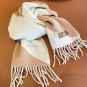 SCARF 150 CM IN LIGHT BROWN MIX WHITE CASHMERE