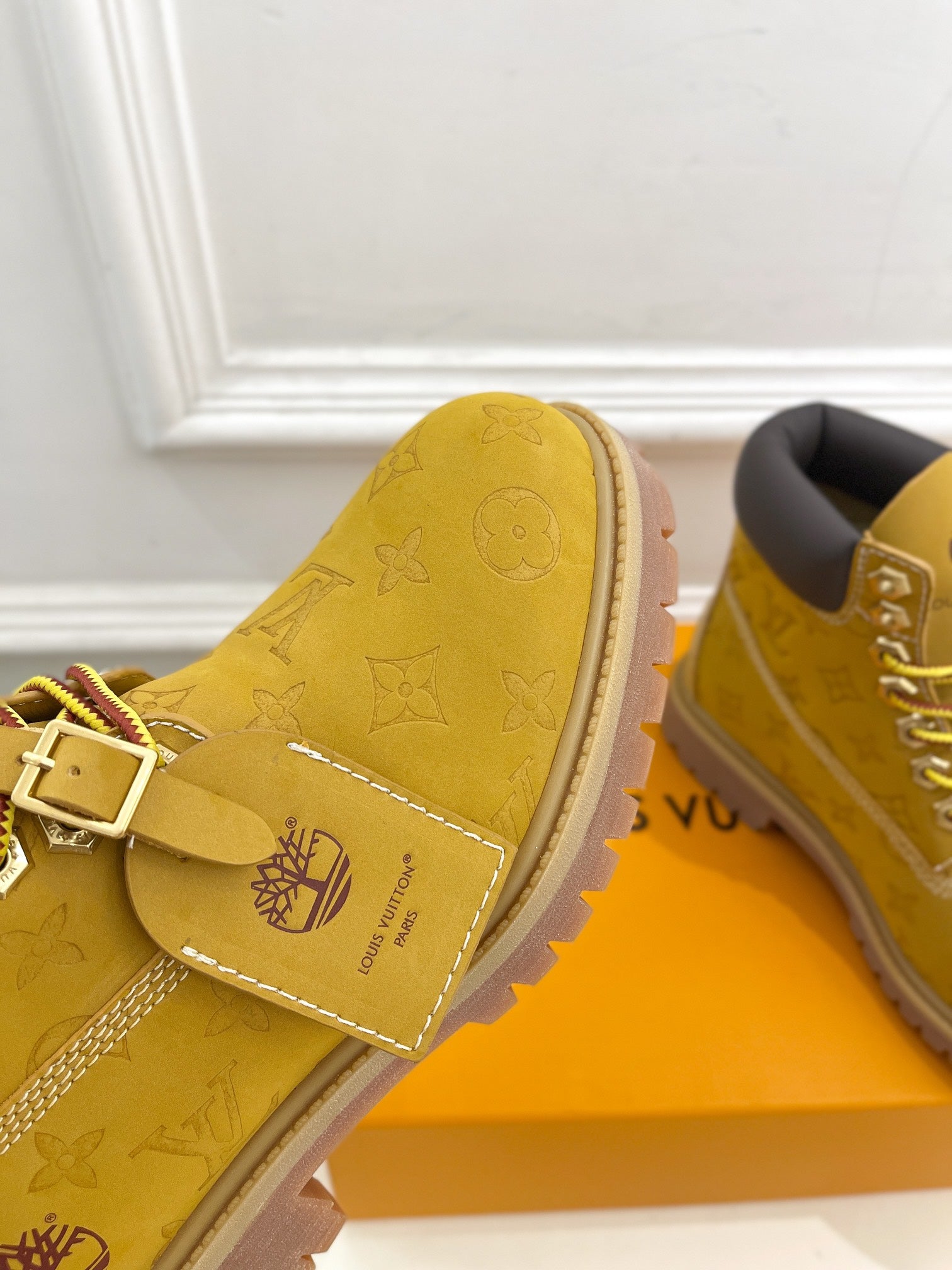 LV X TIMBERLAND MARTIN BOOT IN PEANUT BROWN MONOGRAM SUEDE